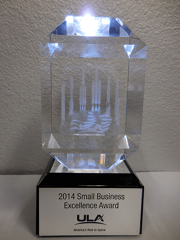 Crystal award for small business excellence.